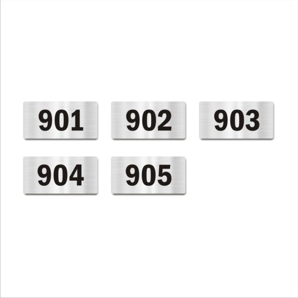 Door Numbers 901 to 905 Acrylic Board Medium Silver Color 2mm Thick 6 x 3 Inches Pack of 5 Suitable for Nineth Floor Buildings, Flats, Apartments, Racks, Shelfs for Arranging | Mindcraftz