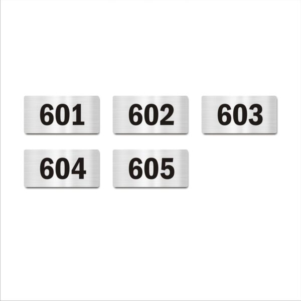 Sixth Floor Five Door Numbers Silver 2mm thickness 4 x 2 inches Acrylic Board Pack of 5
