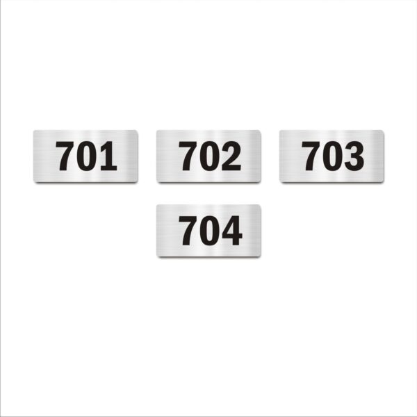 Seventh Floor Four Door Numbers Silver 2mm thickness 4 x 2 inches Acrylic Board Pack of 4