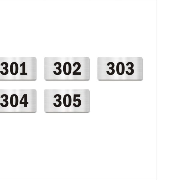 Third Floor Five Door Numbers Silver 2mm thickness 4 x 2 inches Acrylic Board Pack of 5