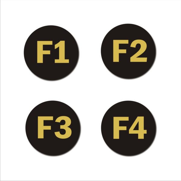First Floor F1,F2,F3,F4 Door Numbers Acrylic Sign Board Black Colour 2mm Thick 4x4 Inches Pack of 4 | Mindcraftz
