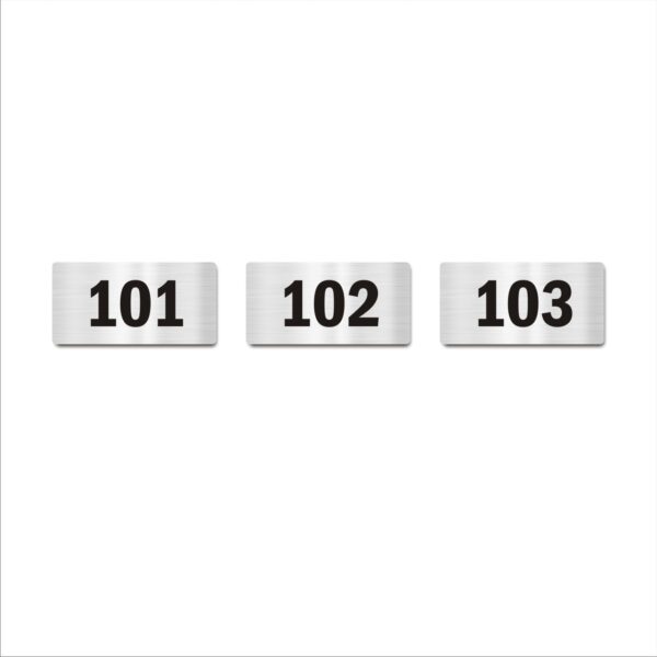 First Floor Three Door Numbers Silver 2mm thickness 4 x 2 inches Acrylic Board Pack of 3