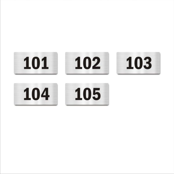 First Floor Five Door Numbers Silver 2mm thickness 4 x 2 inches Acrylic Board Pack of 5