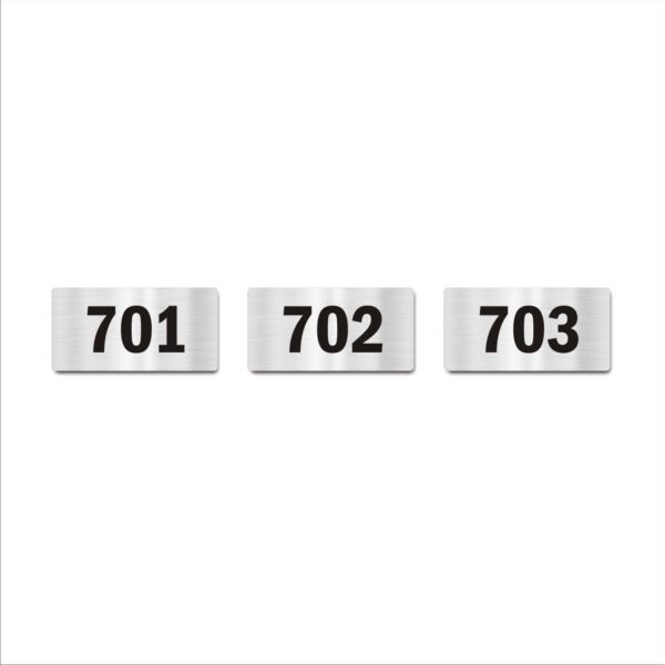 Door Numbers 701 to 703 Acrylic Board Medium Silver Color 2mm Thick 6 x 3 Inches Pack of 3 Suitable for Seventh Floor Buildings, Flats, Apartments, Racks, Shelfs for Arranging | Mindcraftz