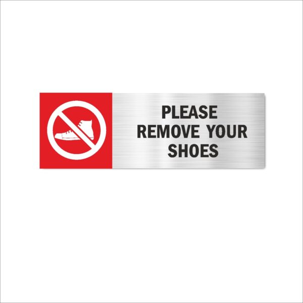 Please Remove Your Shoes Acrylic Signboard Silver Color English 12x4 inches | 2mm thickness | Pack of 1