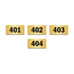 Door Numbers 401 to 404 Acrylic Board Medium Gold Color 2mm Thick 6 x 3 Inches Pack of 4. Suitable for Fourth Floor Buildings, Flats, Apartments, Racks, Shelfs for Arranging | Mindcraftz