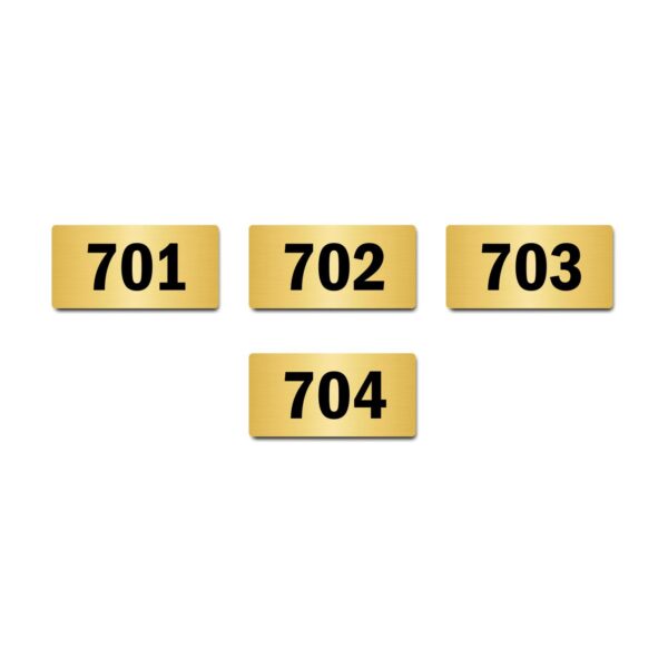 Door Numbers 701 to 704 Acrylic Board Medium Gold Color 2mm Thick 6 x 3 Inches Pack of 4. Suitable for Seventh Floor Buildings, Flats, Apartments, Racks, Shelfs for Arranging | Mindcraftz
