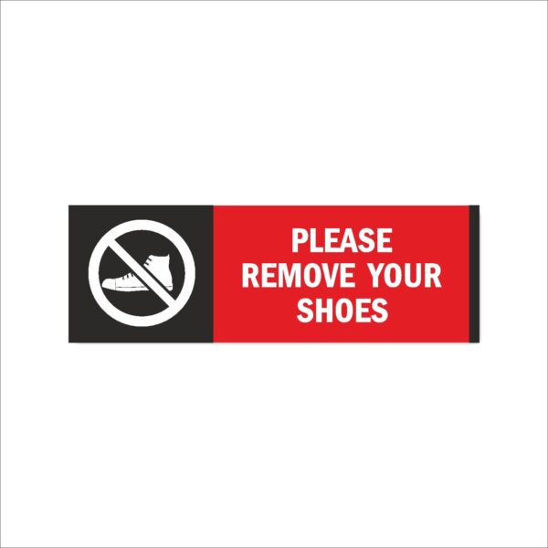 Please Remove Your Shoes Acrylic Signboard Red Color English 12x4 inches | 2mm thickness | Pack of 2