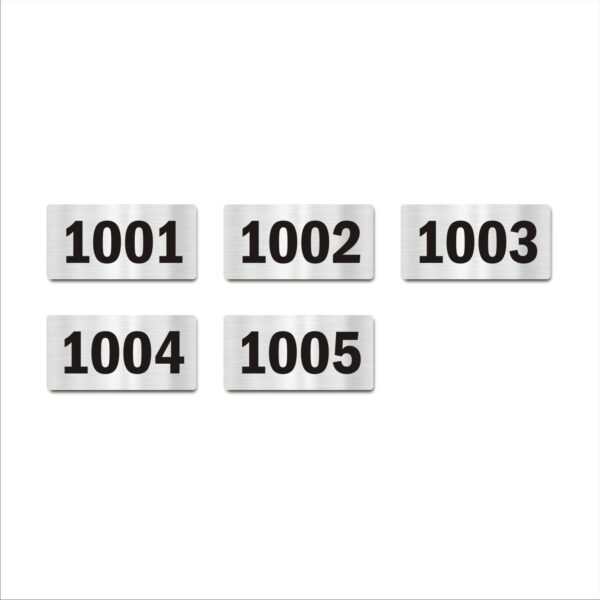 Door Numbers 1001 to 1005 Acrylic Board Medium Silver Color 2mm Thick 6 x 3 Inches Pack of 5 Suitable for Tenth Floor Buildings, Flats, Apartments, Racks, Shelfs for Arranging | Mindcraftz