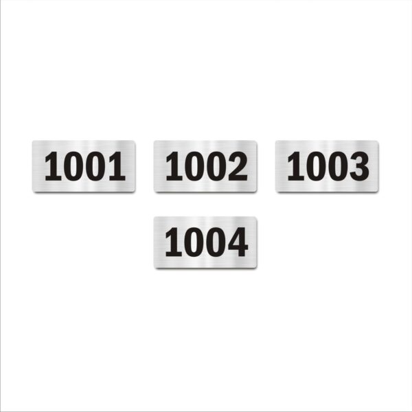 Door Numbers 1001 to 1004 Acrylic Board Medium Silver Color 2mm Thick 6 x 3 Inches Pack of 4 Suitable for Tenth Floor Buildings, Flats, Apartments, Racks, Shelfs for Arranging | Mindcraftz