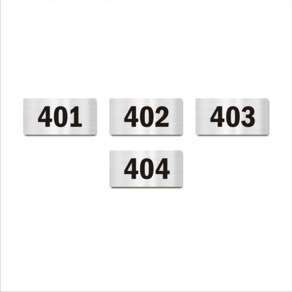 Fourth Floor Four Door Numbers Silver 2mm thickness 4 x 2 inches Acrylic Board Pack of 4
