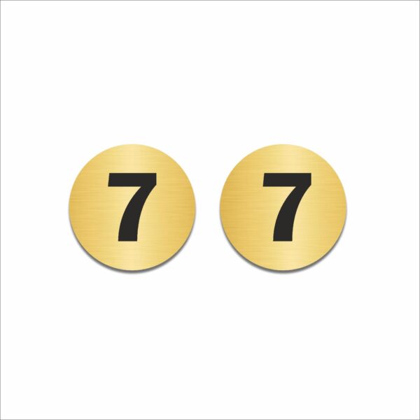 Number Seven Round Acrylic Sign Board | Gold 6 x 6 Inches 2mm Thick | Multipurpose Section, Cabin, Counter, Rack & Floor Number | Arranging Numbers |Ideal for Office, Warehouse | Mindcraftz