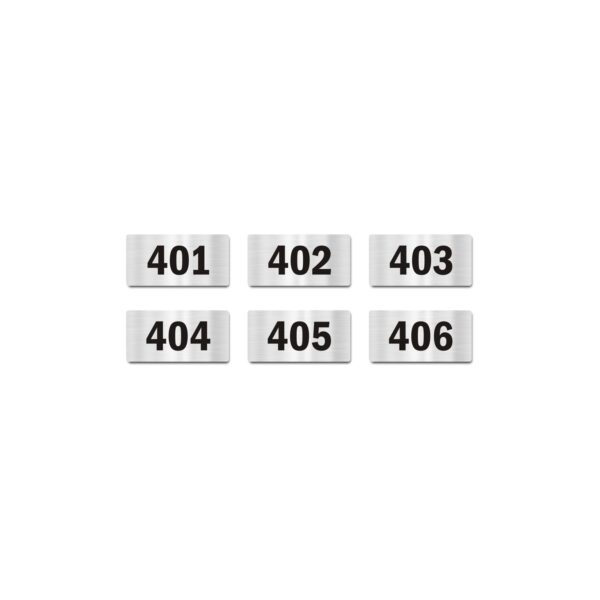 Door Numbers 401 to 406 Acrylic Board Medium Silver Color 2mm Thick 6 x 3 Inches Pack of 6 Suitable for Fourth Floor Buildings, Flats, Apartments, Racks, Shelfs for Arranging | Mindcraftz