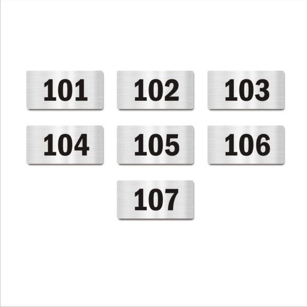 First Floor Seven Door Numbers Silver 2mm thickness 4 x 2 inches Acrylic Board Pack of 7
