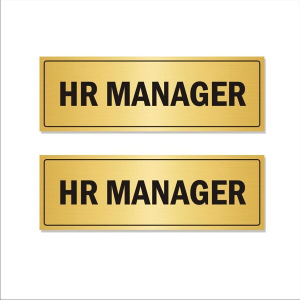 HR Manager Horizontal Gold Color Acrylic Signboard 12 x 4 inches | 2mm Thick | Pack of 2 | Mindcraftz