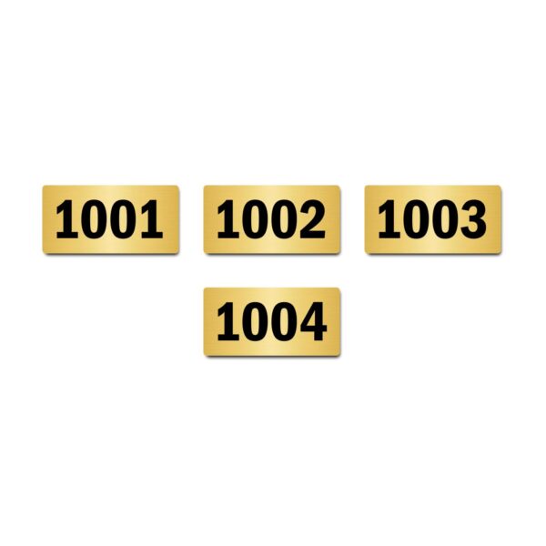 Door Numbers 1001 to 1004 Acrylic Board Medium Gold Color 2mm Thick 6 x 3 Inches Pack of 4. Suitable for Tenth Floor Buildings, Flats, Apartments, Racks, Shelfs for Arranging | Mindcraftz