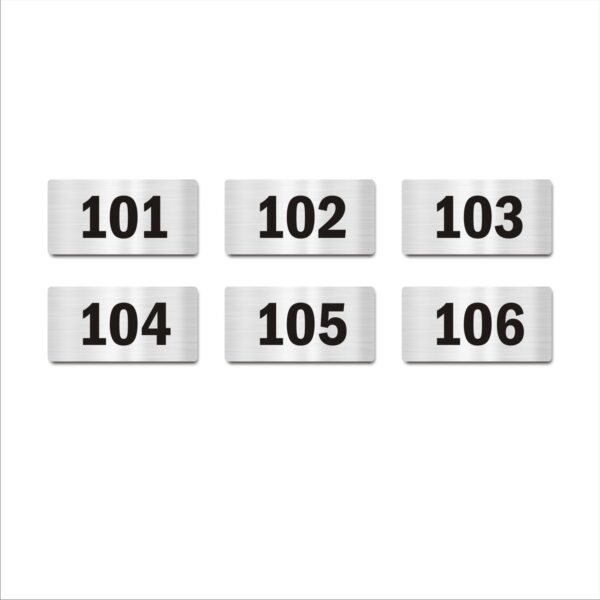 First Floor Six Door Numbers Silver 2mm thickness 4 x 2 inches Acrylic Board Pack of 6