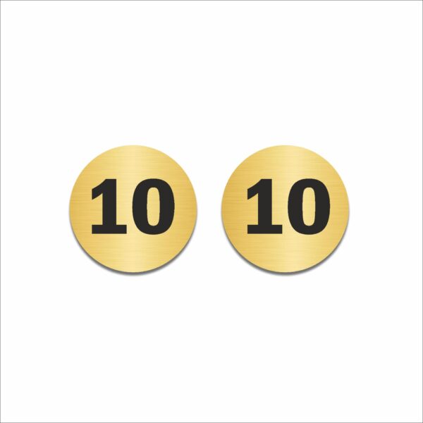 Number Ten Round Acrylic Sign Board | Gold 6 x 6 Inches 2mm Thick | Multipurpose Section, Cabin, Counter, Rack & Floor Number | Arranging Numbers |Ideal for Office, Warehouse | Mindcraftz