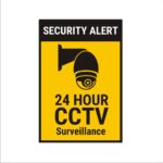 SECURITY ALERT 24 HOUR CCTV SURVEILLANCE. CCTV Warning Safety Sign Board PVC Sticker A4 Pack of 5 - (Portrait A4, 12 inch X 8 inch)