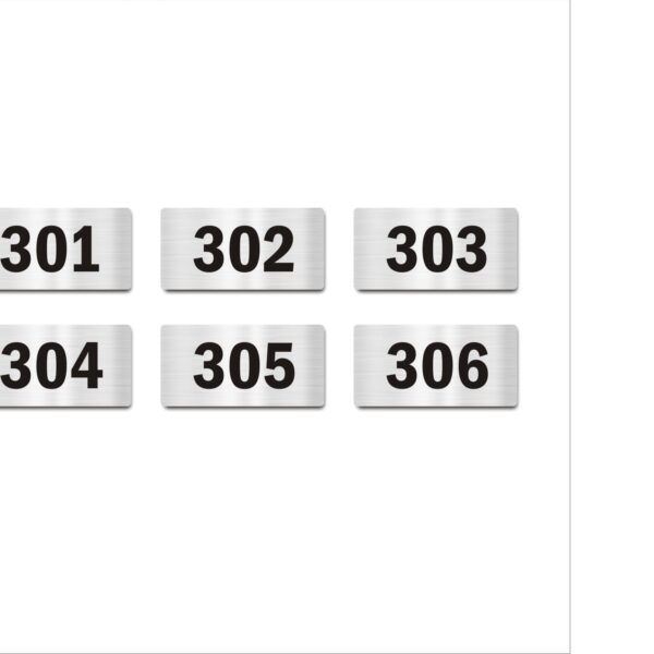 Third Floor Six Door Numbers Silver 2mm thickness 4 x 2 inches Acrylic Board Pack of 6