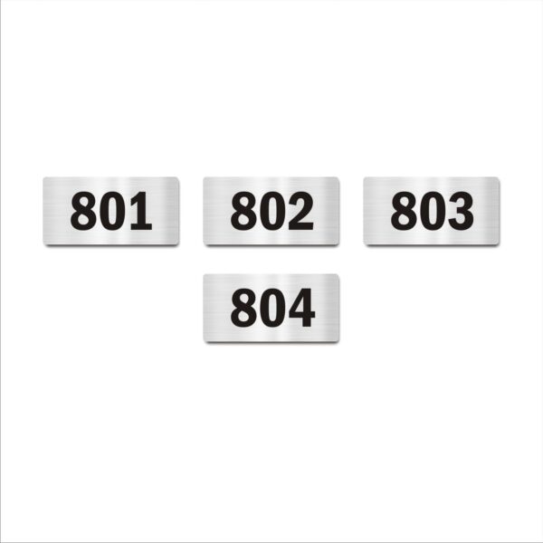 Eighth Floor Four Door Numbers Silver 2mm thickness 4 x 2 inches Acrylic Board Pack of 4
