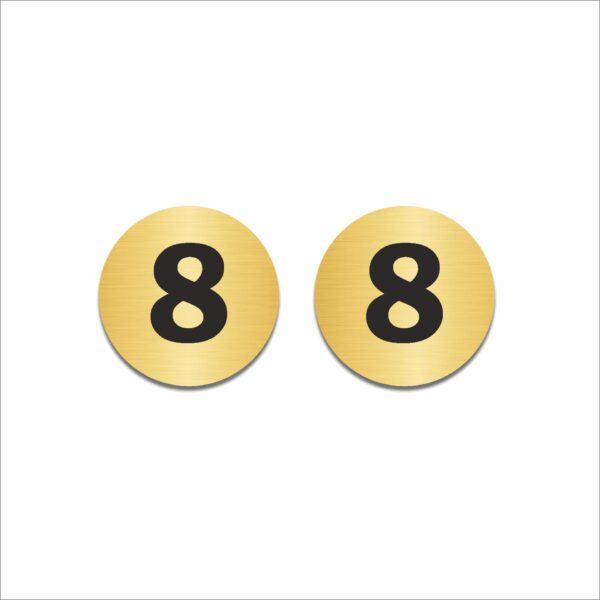 Number Eight Round Acrylic Sign Board | Gold 6 x 6 Inches 2mm Thick | Multipurpose Section, Cabin, Counter, Rack & Floor Number | Arranging Numbers |Ideal for Office, Warehouse | Mindcraftz