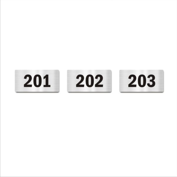Second Floor Three Door Numbers Silver 2mm thickness 4 x 2 inches Acrylic Board Pack of 3