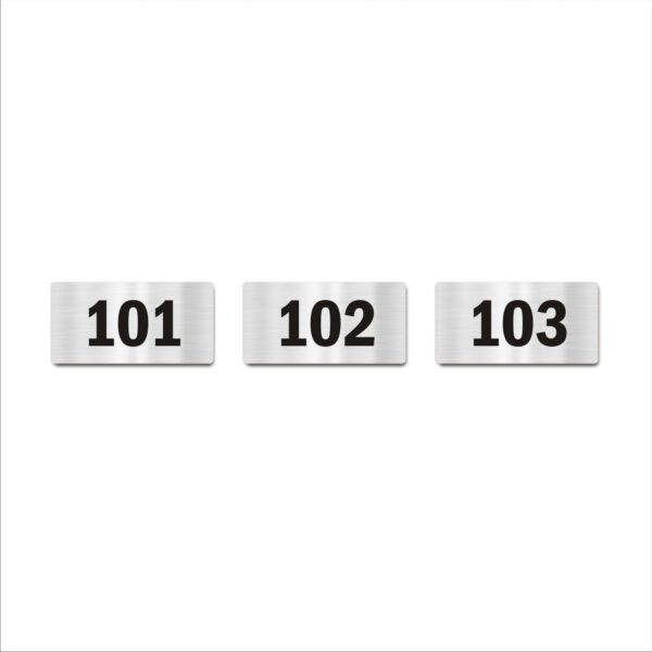 Door Numbers 101 to 103 Acrylic Board Medium Silver Color 2mm Thick 6 x 3 Inches Pack of 3 Suitable for First Floor Buildings, Flats, Apartments, Racks, Shelfs for Arranging | Mindcraftz