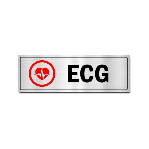 ECG Acrylic Sign Board Silver Color 2mm Thick 12x4 Inches Pack of 2