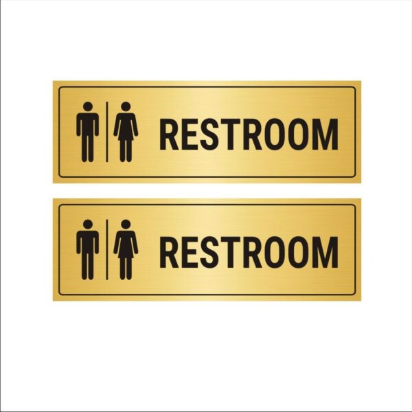 Rest Room Signboard Gold Color Acrylic Signboard Acrylic 12 x 4 inches | 2mm Thick | Pack of 2 | Mindcraftz