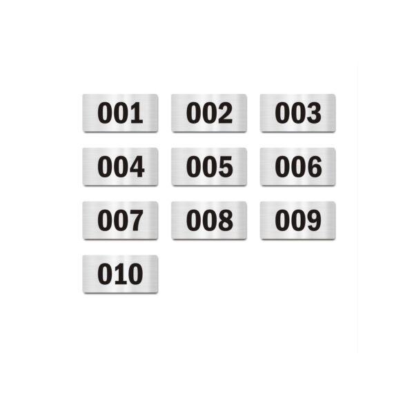 Door Numbers 101 to 110 Acrylic Board Small Silver color 2mm thick 4 x 2 Inches Pack of 10. Suitable for First Floor Buildings, Flats, Apartments, Racks, Shelfs for arranging | | Mindcraftz