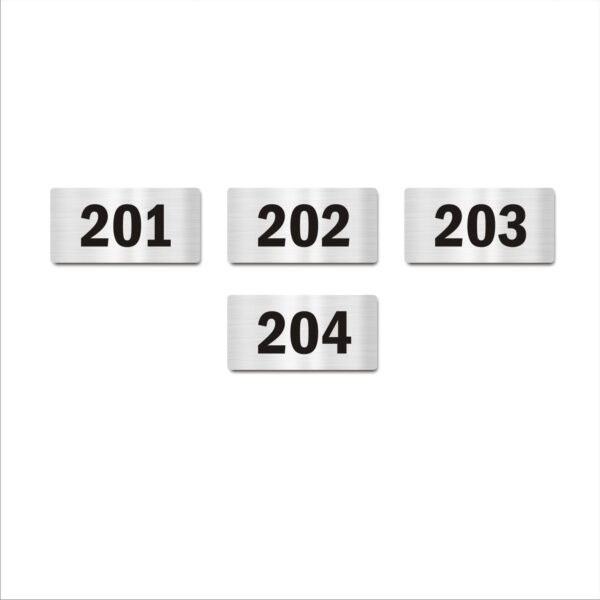 Second Floor Four Door Numbers Silver 2mm thickness 4 x 2 inches Acrylic Board Pack of 4