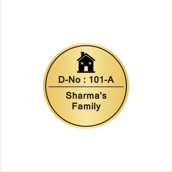 Home Name Plate Personalized Custom|Acrylic Sign Board Gold Color 6x6 Inches | 2mm Thick | Pack of 1 | Suitable for Home Entrance, Flat, Office etc. Mindcraftz