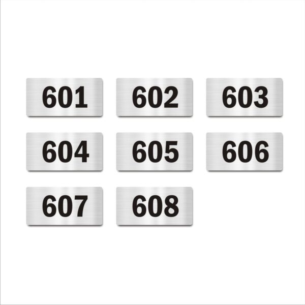 Sixth Floor Eight Door Numbers Silver 2mm thickness 4 x 2 inches Acrylic Board Pack of 8