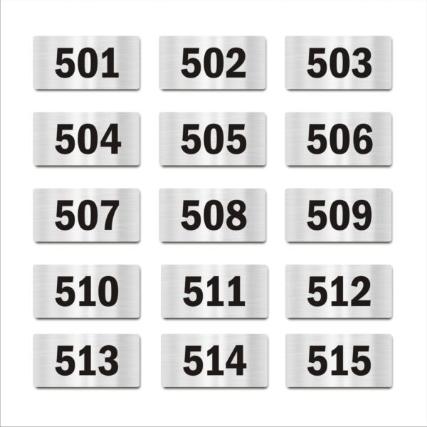 Door Numbers 501 to 515 Acrylic Board Medium Silver Color 2mm Thick 6 x 3 Inches Pack of 15 Suitable for Fifth Floor Buildings, Flats, Apartments, Racks, Shelfs for Arranging | Mindcraftz
