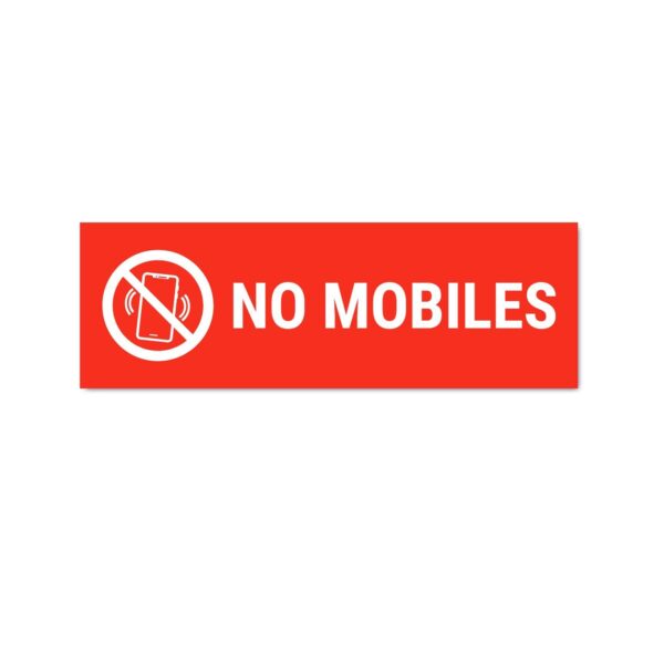 No Mobile Sign Board Red Color Pack of 3 | 12 x 4 inches