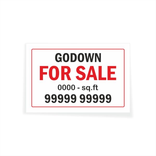Godown for Sale with Square feet Cloth Banner 3 x 2 feet Waterproof, Long Durable Latex Printed to-Let Signage Pack of 2 Pieces | Mindcraftz