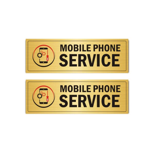 Mobile Phone Service Display Acrylic Sign Board Direction Gold Color 15 x 5 inches 2mm thickness | Pack of 2 | Suitable for New Mobile shops |Mindcraftz