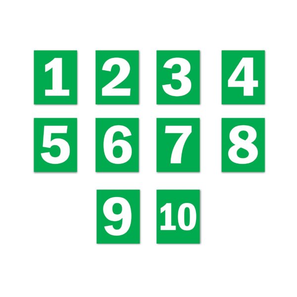 Seriel Number 1 to 10 Green color Large Size | Pack fo 10