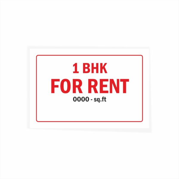 1 BHK for Rent with Square feet Cloth Banner 3 x 2 feet Waterproof, Long Durable Latex Printed Signage for Houses, Flats, Apartments Pack of 2 Pieces | Mindcraftz