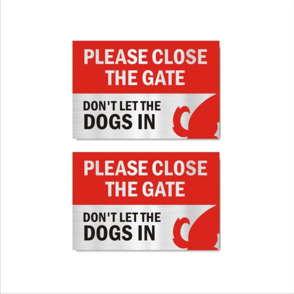 Please Close The gate Don't let The Dogs in Acrylic Sign Board Red Color 2mm Thick 12x8 Inches Pack of 2 | Mindcraftz
