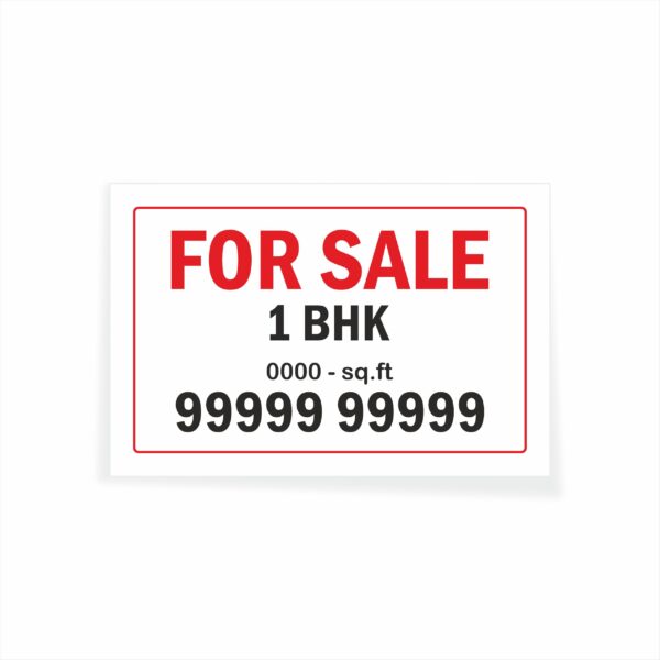 for Sale 1 BHK with Square feet Cloth Banner 3 x 2 feet Waterproof, Long Durable Latex Printed Signage for Home, Flats Apartments.. Pack of 2 Pieces | Mindcraftz