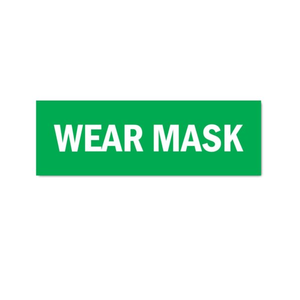 Wear Mask Sign Sticker Green Color | Pack of 3 | 12 x 4 inches