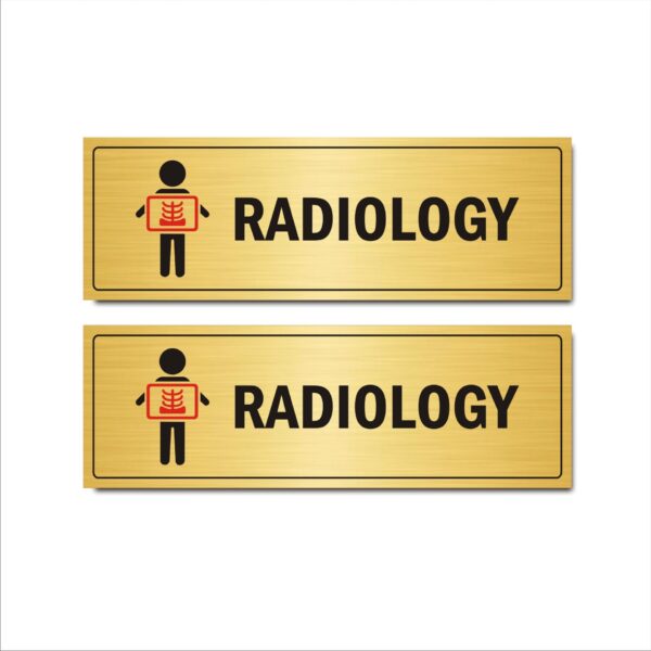 Radiology Acrylic Sign Board 15 x 5 Inches Gold Color for Hospital, Clinics Pack of 2| Mindcraftz