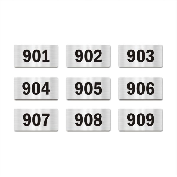 Door Numbers 901 to 909 Acrylic Board Medium Silver Color 2mm Thick 6 x 3 Inches Pack of 9 Suitable for Nineth Floor Buildings, Flats, Apartments, Racks, Shelfs for Arranging | Mindcraftz