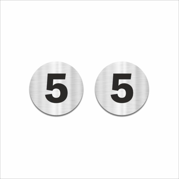 Number Five Round Acrylic Sign Board | Silver 6 x 6 Inches 2mm Thick | Multipurpose Section, Cabin, Counter, Rack & Floor Number | Arranging Numbers |Ideal for Office, Warehouse | Mindcraftz