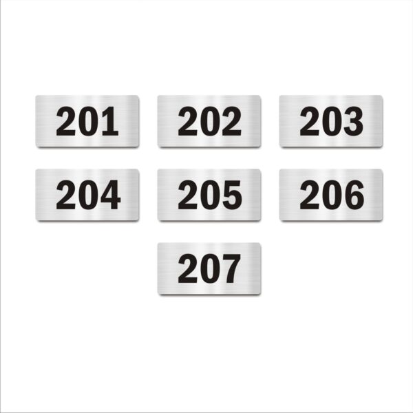 Second Floor Seven Door Numbers Silver 2mm thickness 4 x 2 inches Acrylic Board Pack of 7