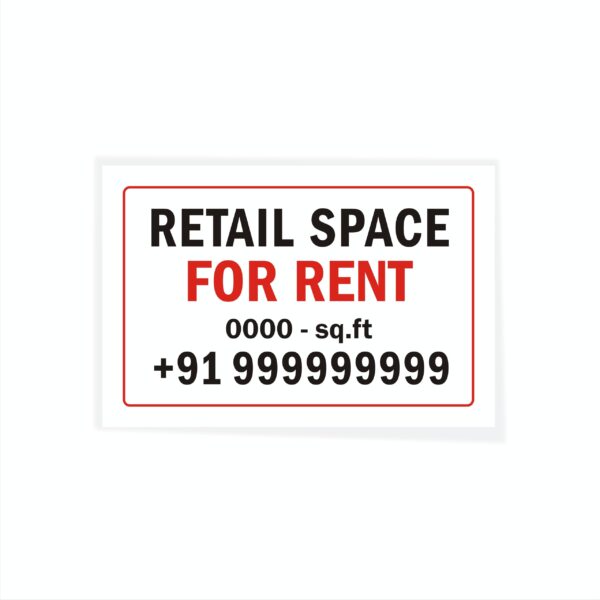 Retail space For Rent with Square feet Cloth Banner 3 x 2 feet Waterproof, Long Durable Latex Printed Signage for Retail Spaces, shops, malls Pack of 2 Pieces | Mindcraftz