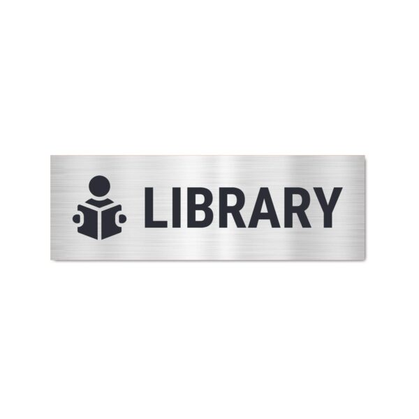 Library Sign Board Silver Color Sticker | Pack of 3 |12 x 4 inches