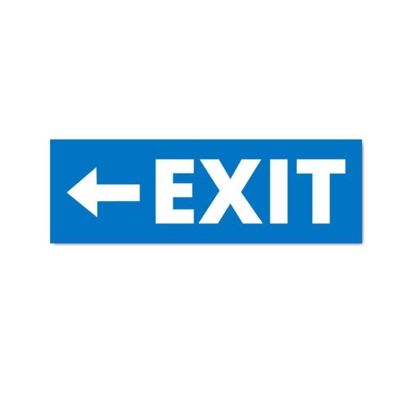 Exit Left Sign Sticker Blue Color | Pack of 3 | 12 x 4 inches